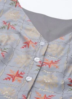 Blue Foil Printed A Line Dress After Six Wear -Mahra Clothing Shop Blue Foil Printed A line Dress DRBS02111071 rrc1