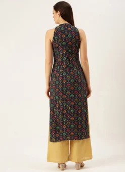 Blue Foil Printed Halter Neck Kurta Festive Wear -Mahra Clothing Shop Blue Foil Printed Halter Neck Kurta KRBS02307722 b