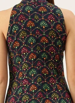 Blue Foil Printed Halter Neck Kurta Festive Wear -Mahra Clothing Shop Blue Foil Printed Halter Neck Kurta KRBS02307722 rrc2