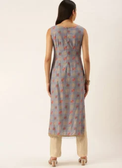 Blue Foil Printed Kurta N Straight Pant Set Festive Wear -Mahra Clothing Shop Blue Foil Printed Kurta N Straight Pant Set KSBS02111149 b