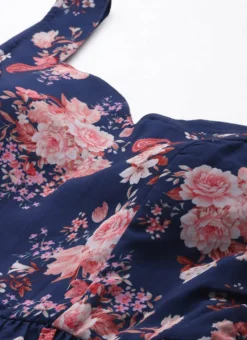 Blue Georgette Digital Printed Tiered Dress Festive Wear -Mahra Clothing Shop Blue Georgette Digital Printed Tiered Dress DRBS02302270 rrc1