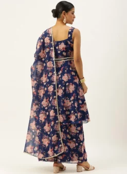 Teen Girls Blue Georgette Printed Palazzo Suit Festive Wear -Mahra Clothing Shop Blue Georgette Printed Palazzo Suit SLBS02303675 b 3