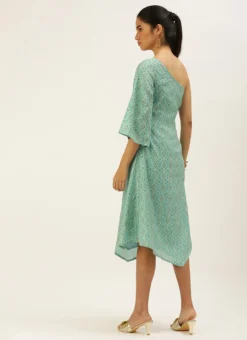 Blue Modal Satin Dress After Six Wear -Mahra Clothing Shop Blue Modal Satin Dress DRBS02206246 b