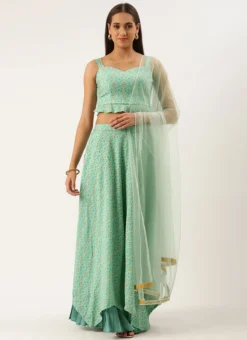 Teen Girls Blue Modal Satin Umbrella Lehenga Festive Wear -Mahra Clothing Shop Blue Modal Satin Umbrella Lehenga GHBS02206216 u