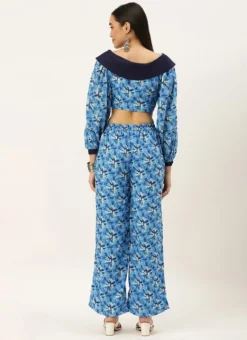 Teen Girls Blue Muslin Co Ords Set Party Wear -Mahra Clothing Shop Blue Muslin Co ords Set IWBS02209633 b 1
