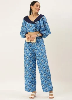 Bottom From Blue Muslin Co Ords Set After Six Wear -Mahra Clothing Shop Blue Muslin Co ords Set IWBS02209633 u