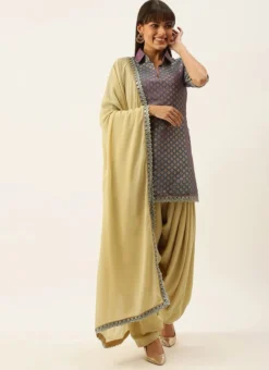 Teen Girls Blue N Beige Jacquard Patiala Suit Set Party Wear -Mahra Clothing Shop Blue N Beige Jacquard Patiala Suit Set SLBS02111094 u