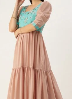 Blue N Grey Digital Printed Dress Festive Wear