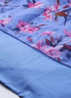 Blue N Pink Digital Printed Georgette Tiered Dress After Six Wear Festive Wear -Mahra Clothing Shop Blue N Pink Digital Printed Georgette Tiered Dress DRBS02104273 rrc4 1