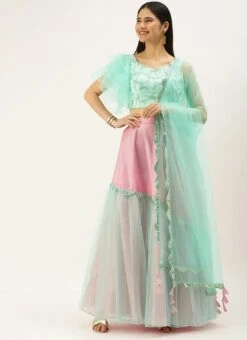 Blue N Pink Embroidered Lehenga Set Party Wear Wedding Wear -Mahra Clothing Shop Blue N Pink Embroidered Lehenga Set GHBS02205852 u