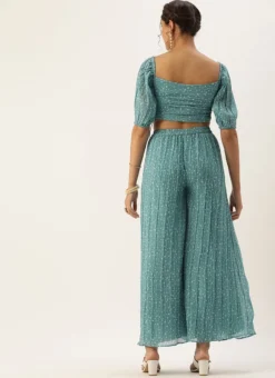 Bottom From Blue N White Printed Pleated Georgette Co-ords After Six Wear 11 Bottom From Blue N White Printed Pleated Georgette Co-ords After Six Wear -Mahra Clothing Shop Blue N White Printed Pleated Georgette Co ords IWBS02211100 b