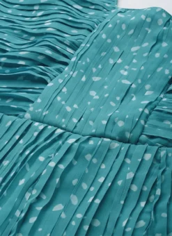 Blue N White Printed Pleated Georgette Jumpsuit Festive Wear After Six Wear -Mahra Clothing Shop Blue N White Printed Pleated Georgette Jumpsuit DRBS02211146 rrc1