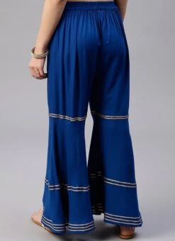 Blue Palazzo Pant After Six Wear -Mahra Clothing Shop Blue Palazzo Pant IWBDMF344 b