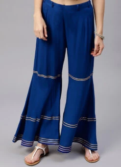 Blue Palazzo Pant After Six Wear -Mahra Clothing Shop Blue Palazzo Pant IWBDMF344 u