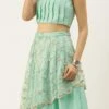 Teen Girls Blue Pleated Lehenga Set Festive Wear