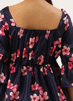 Blue Printed Art Silk Dress Festive Wear -Mahra Clothing Shop Blue Printed Art Silk Maxi Dress DRBS02205037 rrc2