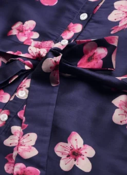 Blue Printed Art Silk Shirt Dress After Six Wear -Mahra Clothing Shop Blue Printed Art Silk Shirt Dress DRBS02205850 rrc1