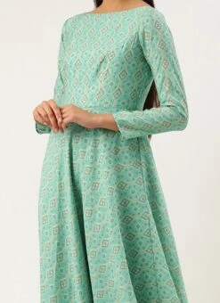 Teen Girls Blue Printed Jacket Anarkali Suit Festive Wear