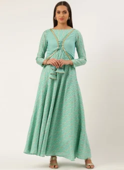 Teen Girls Blue Printed Jacket Anarkali Suit Festive Wear 6 Teen Girls Blue Printed Jacket Anarkali Suit Festive Wear -Mahra Clothing Shop Blue Printed Jacket Anarkali Suit SLBS02207355 u