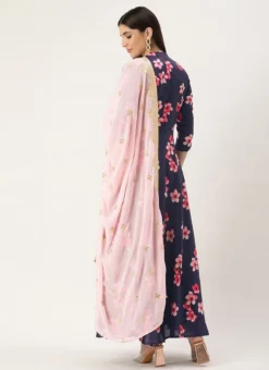 Teen Girls Blue Printed N Mauve Georgette Anarkali Suit Festive Wear -Mahra Clothing Shop Blue Printed N Mauve Georgette Anarkali Suit SLBS02202322 b