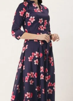 Teen Girls Blue Printed N Mauve Georgette Anarkali Suit Festive Wear