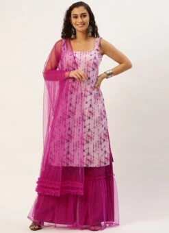 Teen Girls Blue Printed Palazzo Suit Festive Wear -Mahra Clothing Shop Blue Printed Palazzo Suit SLBS02303895 u 3