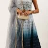 Teen Girls Blue Taffeta Digital Print Kali Lehenga Set Wedding Wear