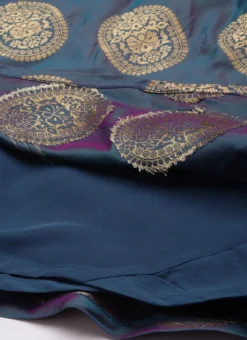 Blue Taffeta Jacquard Half Circular Dress Festive Wear -Mahra Clothing Shop Blue Taffeta Jacquard Half Circular Dress DRBS02204663 rrc3