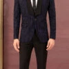 Blue Terry Rayon Lapel Suits