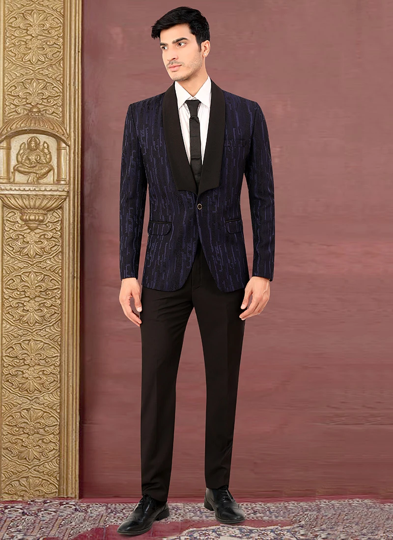 Blue Terry Rayon Lapel Suits 2 Blue Terry Rayon Lapel Suits - Image 2