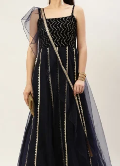 Dupatta From Blue Velvet Embroidered Gown With Dupatta After Six Wear