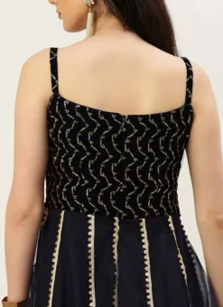 Dupatta From Blue Velvet Embroidered Gown With Dupatta After Six Wear -Mahra Clothing Shop Blue Velvet Embroidered Gown With Dupatta IWBS02212536 rrc2 1