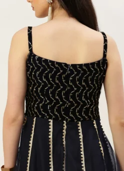 Blue Velvet Embroidered Gown With Dupatta Party Wear -Mahra Clothing Shop Blue Velvet Embroidered Gown With Dupatta IWBS02212536 rrc2