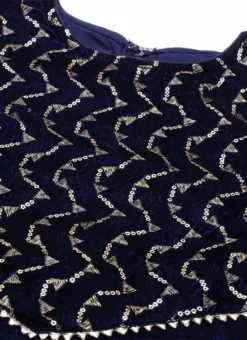 Dupatta From Blue Velvet Embroidered Straight Pant Suit After Six Wear -Mahra Clothing Shop Blue Velvet Embroidered Straight Pant Suit SLBS02211067 rrc4 2