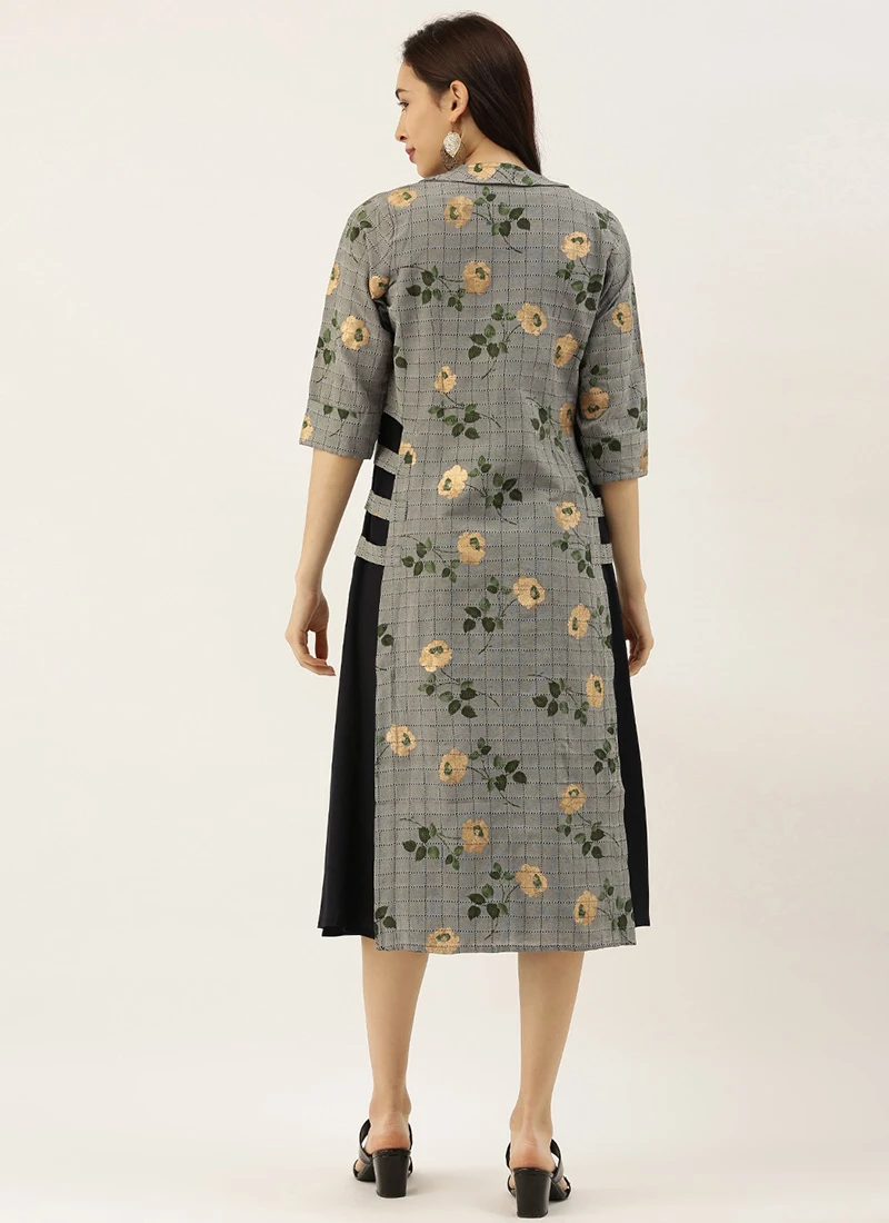 Boat Neck Black Rayon Printed Top N Jacket Set After Six Wear 4 Boat Neck Black Rayon Printed Top N Jacket Set After Six Wear - Image 4