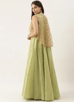Ethnovog Pista Green Jacket Style Gown Party Wear -Mahra Clothing Shop Bollywood Vogue Custom Made Jacket Style Gown IWBV01904923 b