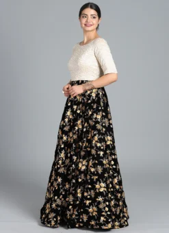 Ethnovog Black Anarkali Gown Wedding Wear