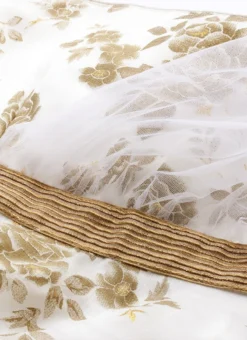 Ethnovog White One Shoulder Gown Party Wear -Mahra Clothing Shop Bollywood Vogue Customised White One Shoulder Gown IWBV01903799 rrc1