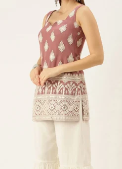Brown Embroidered Georgette Top Festive Wear