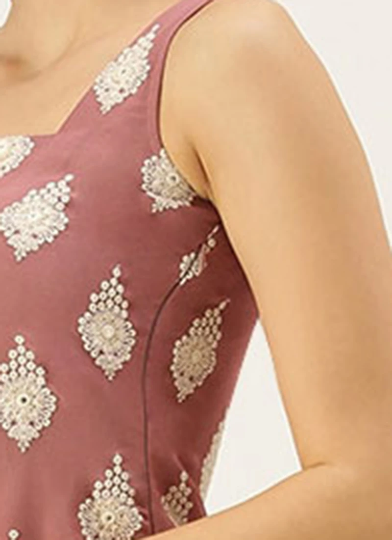 Brown Embroidered Georgette Top Festive Wear 6 Brown Embroidered Georgette Top Festive Wear - Image 6