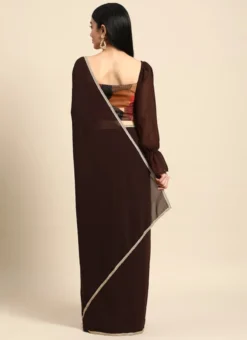 Teen Girls Brown Georgette Saree Festive Wear -Mahra Clothing Shop Brown Georgette Saree SABS02301976 b