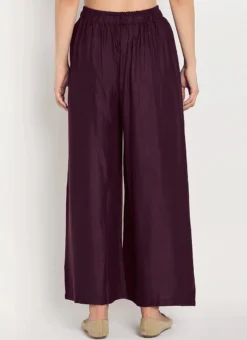 Wine Rayon Palazzo Pant Work Wear -Mahra Clothing Shop Brown Rayon Palazzo pant WBDMF639 b
