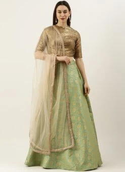 Teen Girls Brown Sequin Embroidered N Green Brocade Lehenga Festive Wear -Mahra Clothing Shop Brown Sequin Embroidered N Green Brocade Lehenga GHBS02104256 u