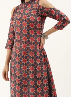 Collar Neck Multicoloured Straight Pant Kurta Set After Six Wear