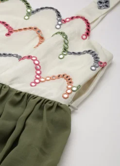 Cream Embroidered Layered Dress Party Wear -Mahra Clothing Shop Cream Embroidered Layered Dress DRBS02209666 rrc1