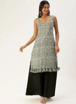 Cream N Black Georgette Digital Print Kurta Set After Six Wear -Mahra Clothing Shop Cream N Black Georgette Digital Print Kurta Set KSBS02104190 u