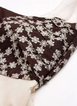 Teen Girls Cream N Wine Muslin Sequins Embroidered Gown Festive Wear