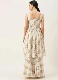 Cream Printed Kurta N Gharara Set Festive Wear -Mahra Clothing Shop Cream Printed Kurta N Gharara Set KSBS02108665 b