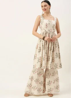 Cream Printed Kurta N Gharara Set Festive Wear -Mahra Clothing Shop Cream Printed Kurta N Gharara Set KSBS02108665 u