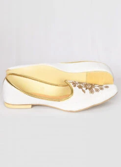 Cream Raw Silk Hand Work Mojri -Mahra Clothing Shop Cream Raw Silk Hand Work Mojri MFWMRG44 b